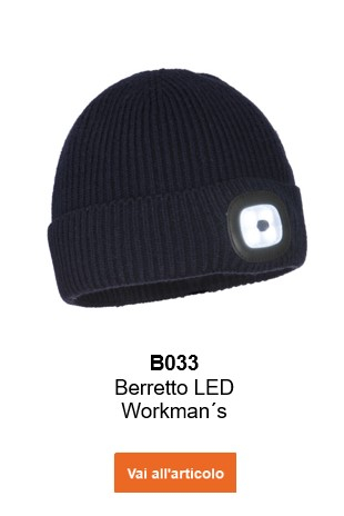 Immagine del cappello da lavoro B033 LED in nero con un collegamento che porta alla pagina dell'articolo.