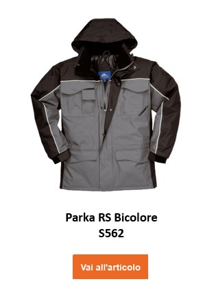 Parka imbottito S562 nei colori grigio e nero. Il collegamento fornito porta alla pagina dell'articolo.