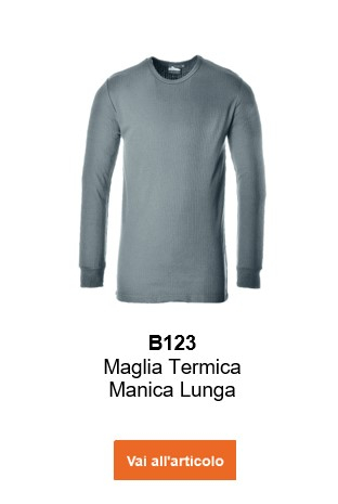 Immagine della maglia termica a maniche lunghe B123 in grigio con testo informativo e collegamento all'articolo.