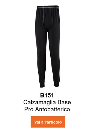 Immagine dei leggings antibatterici Basis Pro B151 in nero con testo informativo e collegamento all'articolo.